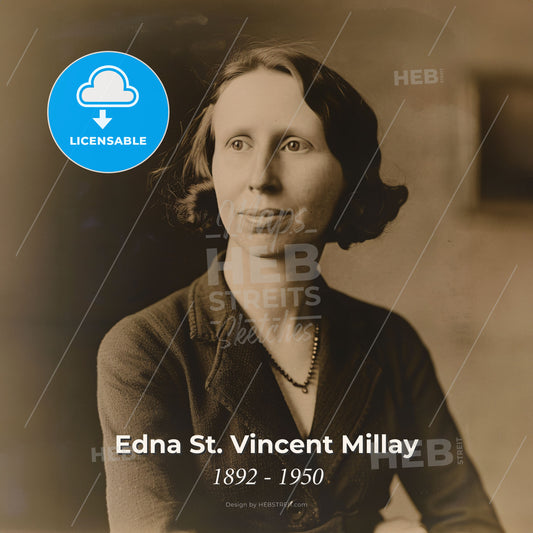 Edna St. Vincent Millay, 1892 - 1950, American poet - A Woman In A Suit Print Template