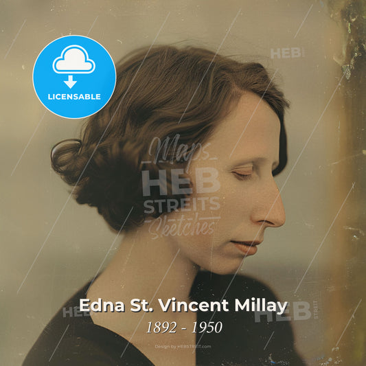 Edna St. Vincent Millay, 1892 - 1950, American poet - A Woman With Her Eyes Closed Print Template