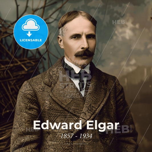 Edward Elgar, 1857 - 1934, British composer - A Man With A Mustache And A Suit Print Template
