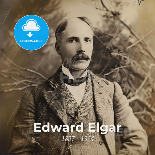 Edward Elgar, 1857 - 1934, British composer - A Man With A Mustache Print Template