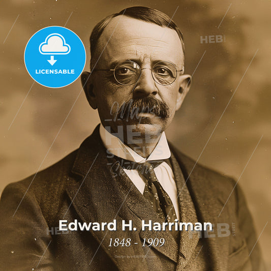 Edward H. Harriman, 1848 - 1909, American railway executive - A Man With A Mustache Wearing Glasses Print Template