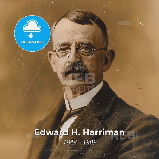Edward H. Harriman, 1848 - 1909, American railway executive - A Man With A Mustache Wearing Glasses Print Template