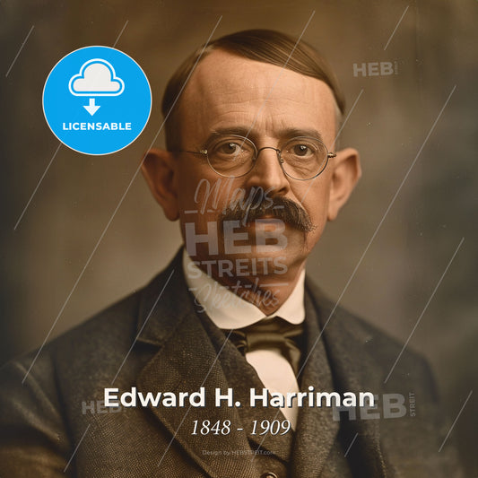 Edward H. Harriman, 1848 - 1909, American railway executive - A Man With A Mustache Wearing Glasses Print Template
