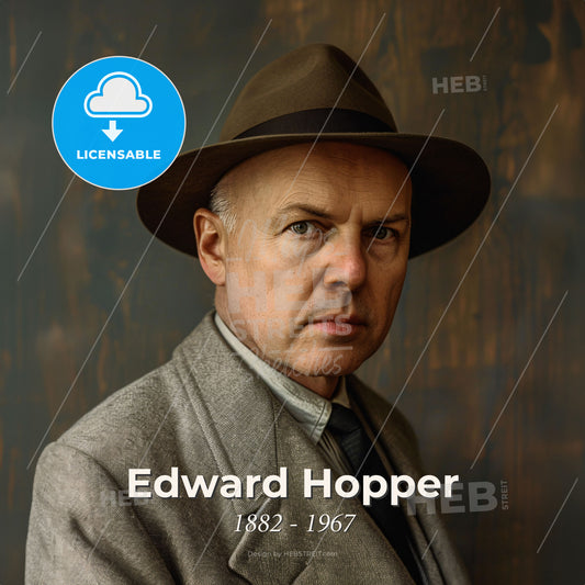 Edward Hopper, 1882 - 1967, American realist painter - A Man In A Suit And Hat Print Template