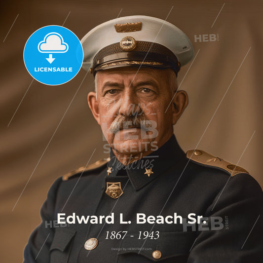 Edward L. Beach Sr., 1867 - 1943, American Rear Admiral - A Man In A Military Uniform Print Template