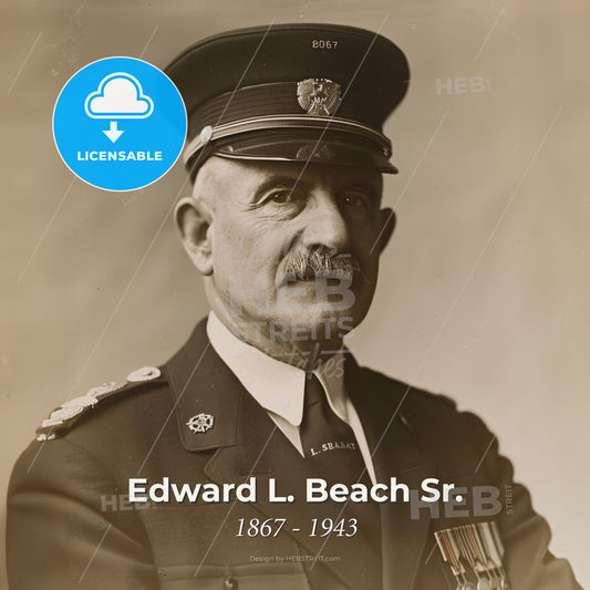 Edward L. Beach Sr., 1867 - 1943, American Rear Admiral - A Man In A Military Uniform Print Template