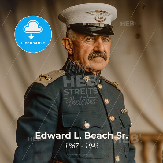 Edward L. Beach Sr., 1867 - 1943, American Rear Admiral - A Man In A Uniform Print Template
