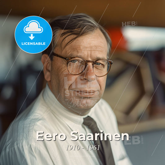 Eero Saarinen, 1910 - 1961, Finnish-American architect - A Man Wearing Glasses And A Tie Print Template