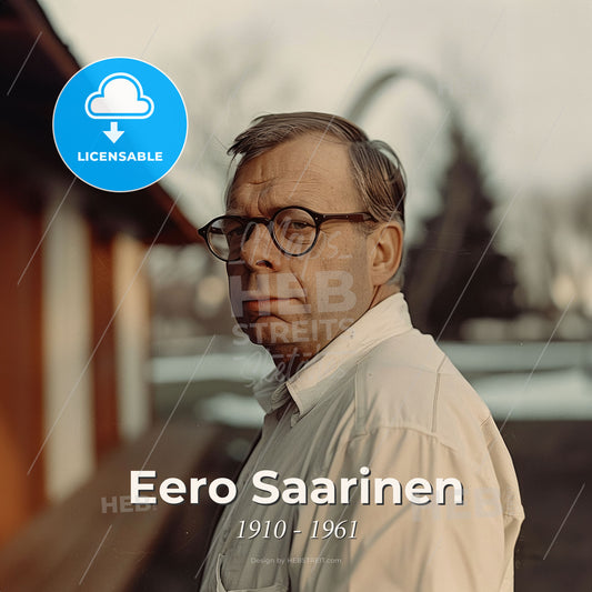 Eero Saarinen, 1910 - 1961, Finnish-American architect - A Man In Glasses Standing Outside Print Template