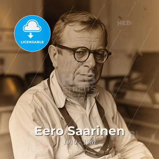 Eero Saarinen, 1910 - 1961, Finnish-American architect - A Man Wearing Glasses And A Suspender Print Template