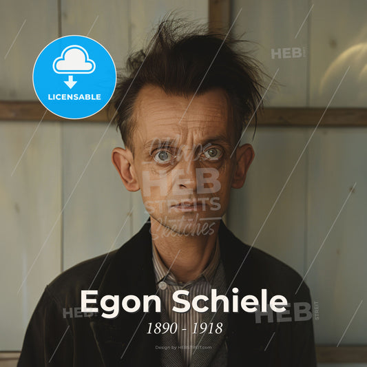 Egon Schiele, 1890 - 1918, Austrian painter - A Man With Nice Hair Print Template