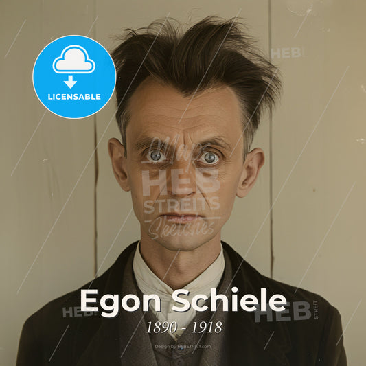 Egon Schiele, 1890 - 1918, Austrian painter - A Man With Spiky Hair Print Template