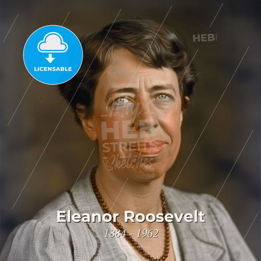 Eleanor Roosevelt, 1884 - 1962, American political figure and reformer - A Woman With Short Hair Wearing A Beaded Necklace Print Template