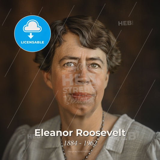 Eleanor Roosevelt, 1884 - 1962, American political figure and reformer - A Woman With Short Hair Wearing A Necklace Print Template
