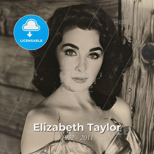 Elizabeth Taylor, 1932 - 2011, British-American actress - A Woman With Curly Hair And A Gold Dress Print Template