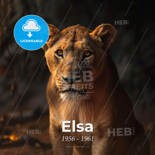 Elsa, 1956 - 1961, Lioness - A Lion Sitting In The Dirt Print Template