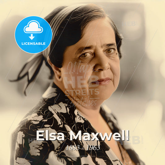 Elsa Maxwell, 1883 - 1963, American gossip columnist and hostess - A Woman With A Scarf Around Her Head Print Template