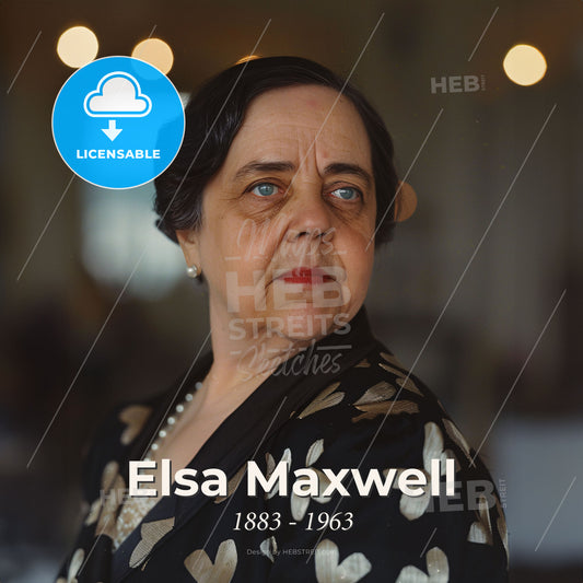 Elsa Maxwell, 1883 - 1963, American gossip columnist and hostess - A Woman In A Black And Gold Dress Print Template