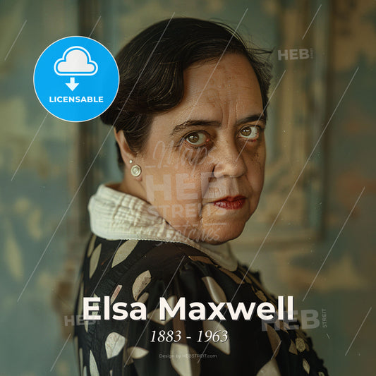 Elsa Maxwell, 1883 - 1963, American gossip columnist and hostess - A Woman In A Polka Dot Dress Print Template