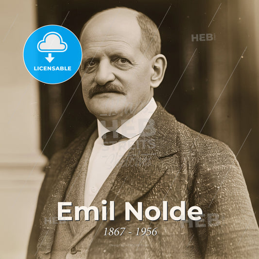 Emil Nolde, 1867 - 1956, German painter and printmaker - A Man With A Mustache Wearing A Suit And Tie Print Template