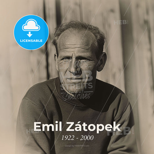 Emil Zátopek, 1922 - 2000, Czech long-distance runner - A Man In A Sweater Print Template