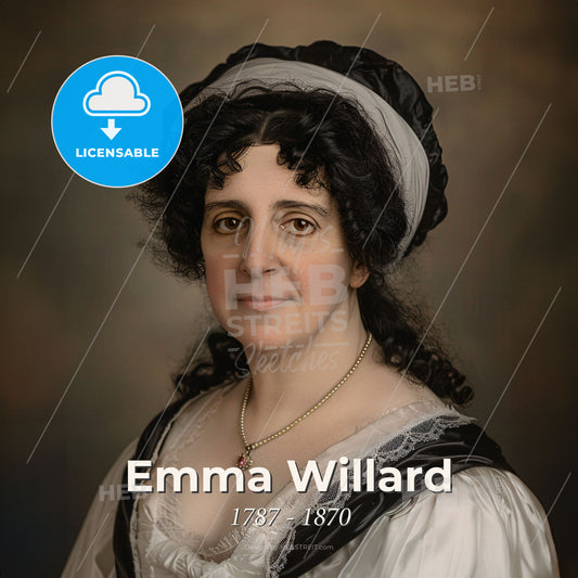 Emma Willard, 1787 - 1870, American educator - A Woman In A White Dress Print Template
