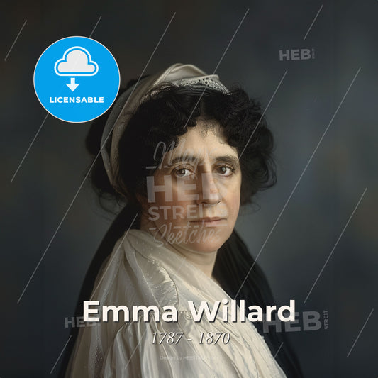 Emma Willard, 1787 - 1870, American educator - A Woman In A White Dress Print Template