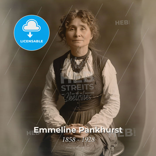 Emmeline Pankhurst, 1858 - 1928, British suffragette - A Woman Sitting On A Stool Print Template