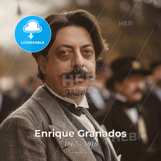 Enrique Granados, 1867 - 1916, Spanish composer - A Man With A Mustache And A Suit Print Template