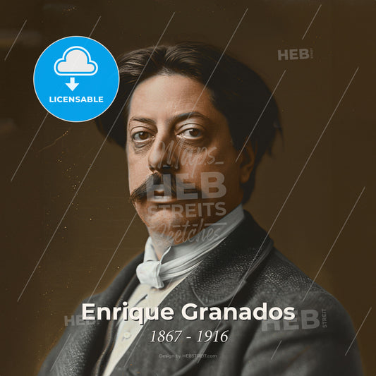 Enrique Granados, 1867 - 1916, Spanish composer - A Man With A Mustache Print Template