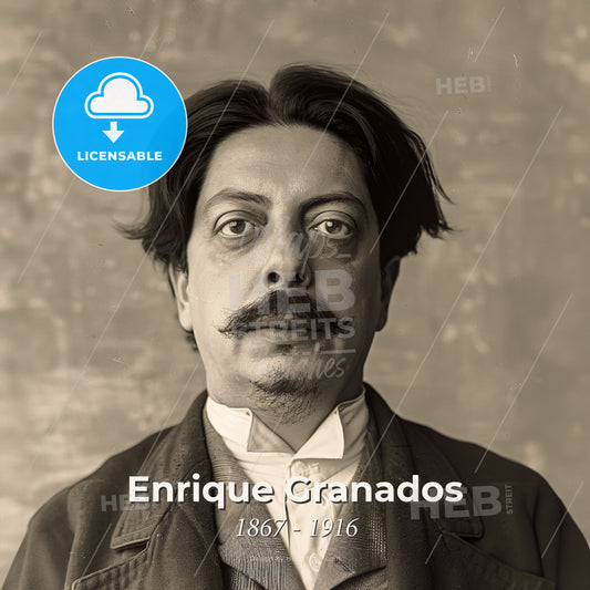 Enrique Granados, 1867 - 1916, Spanish composer - A Man With A Mustache Print Template