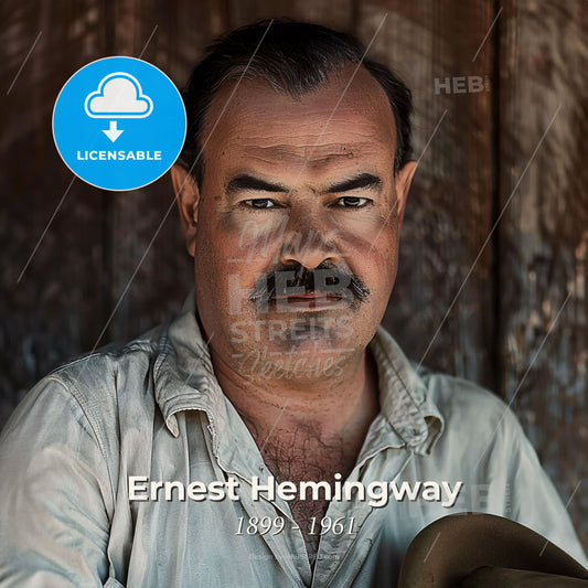 Ernest Hemingway, 1899 - 1961, American writer - A Man With A Mustache Print Template