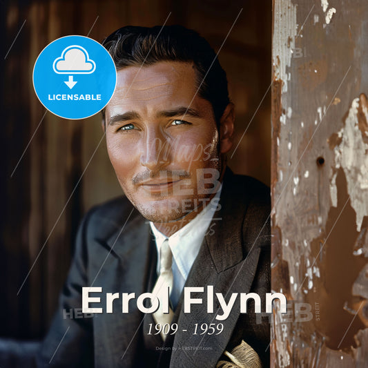 Errol Flynn, 1909 - 1959, Australian-American actor - A Man In A Suit And Tie Print Template
