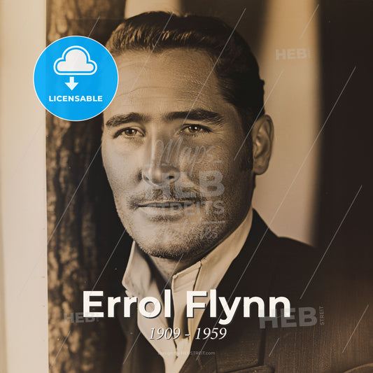 Errol Flynn, 1909 - 1959, Australian-American actor - A Man With A Mustache And Beard Print Template
