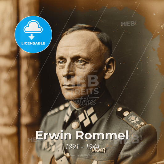 Erwin Rommel, 1891 - 1944, German Field Marshal - A Man In A Military Uniform Print Template