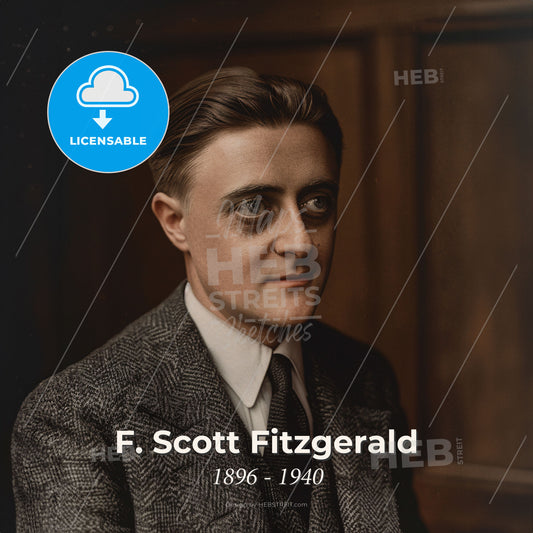 F. Scott Fitzgerald, 1896 - 1940, American writer - A Man In A Suit Print Template