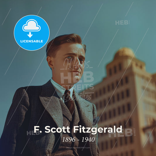 F. Scott Fitzgerald, 1896 - 1940, American writer - A Man In A Suit Print Template