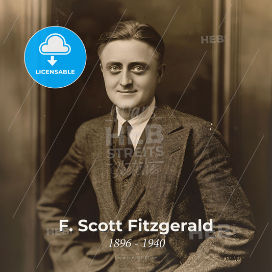 F. Scott Fitzgerald, 1896 - 1940, American writer - A Man In A Suit Print Template