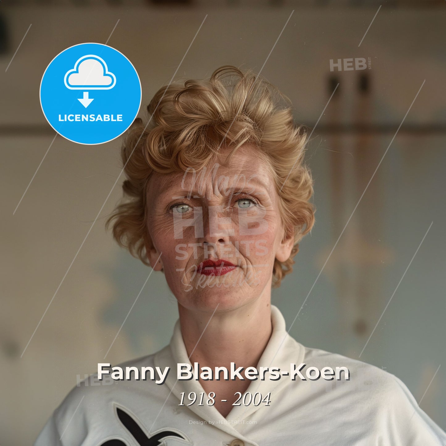 Fanny Blankers-Koen, 1918 - 2004, Dutch runner - A Woman With Short Blonde Hair Print Template