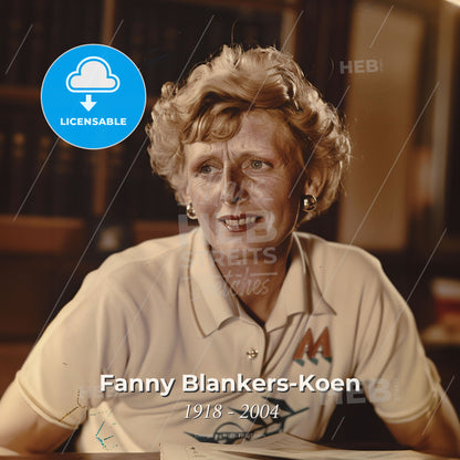 Fanny Blankers-Koen, 1918 - 2004, Dutch runner - A Woman Sitting At A Desk Print Template