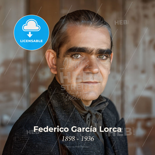 Federico García Lorca, 1898 - 1936, Spanish poet and playwright - A Man With Eyebrows And A Black Jacket Print Template