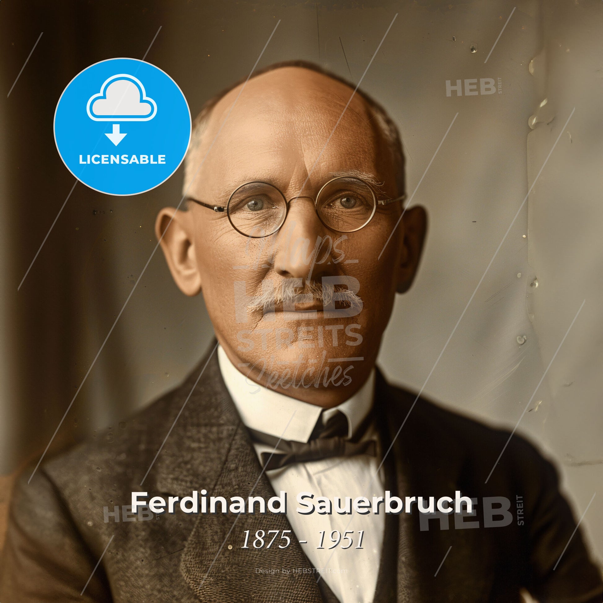 Ferdinand Sauerbruch, 1875 - 1951, German surgeon - A Man In A Suit And Bow Tie Print Template