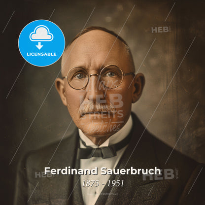 Ferdinand Sauerbruch, 1875 - 1951, German surgeon - A Man With A Mustache Wearing Glasses Print Template