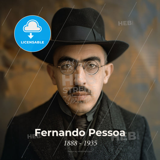 Fernando Pessoa, 1888 - 1935, Portuguese poet - A Man Wearing A Hat And Glasses Print Template