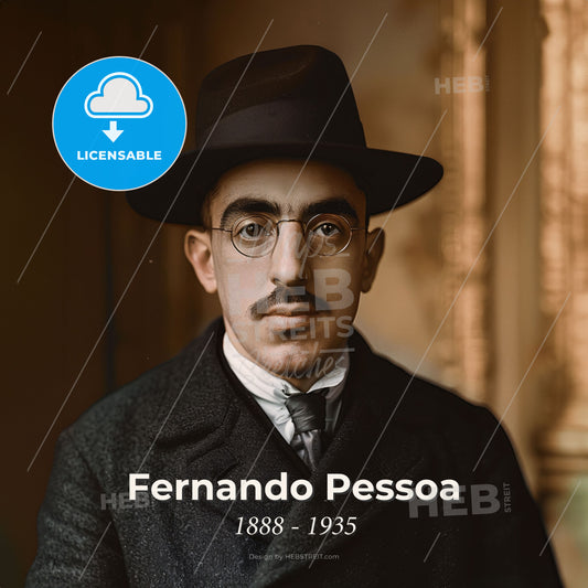 Fernando Pessoa, 1888 - 1935, Portuguese poet - A Man Wearing A Hat And Glasses Print Template