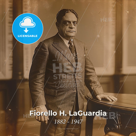 Fiorello H. LaGuardia, 1882 - 1947, American lawyer and politician - A Man In A Suit Standing Next To A Table Print Template