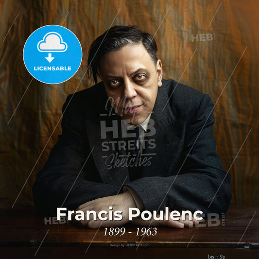 Francis Poulenc, 1899 - 1963, French composer - A Man In A Suit And Tie Print Template