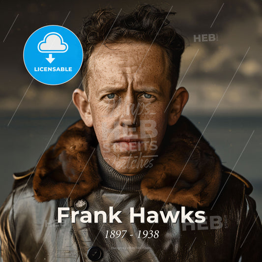 Frank Hawks, 1897 - 1938, American aviator - A Man In A Leather Coat Print Template