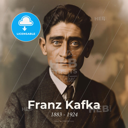 Franz Kafka, 1883 - 1924, Czech writer - A Man In A Suit And Tie Print Template