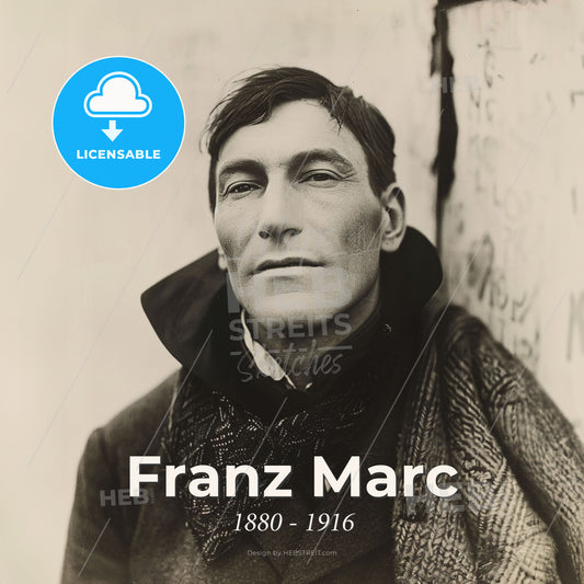 Franz Marc, 1880 - 1916, German painter - A Man Leaning Against A Wall Print Template